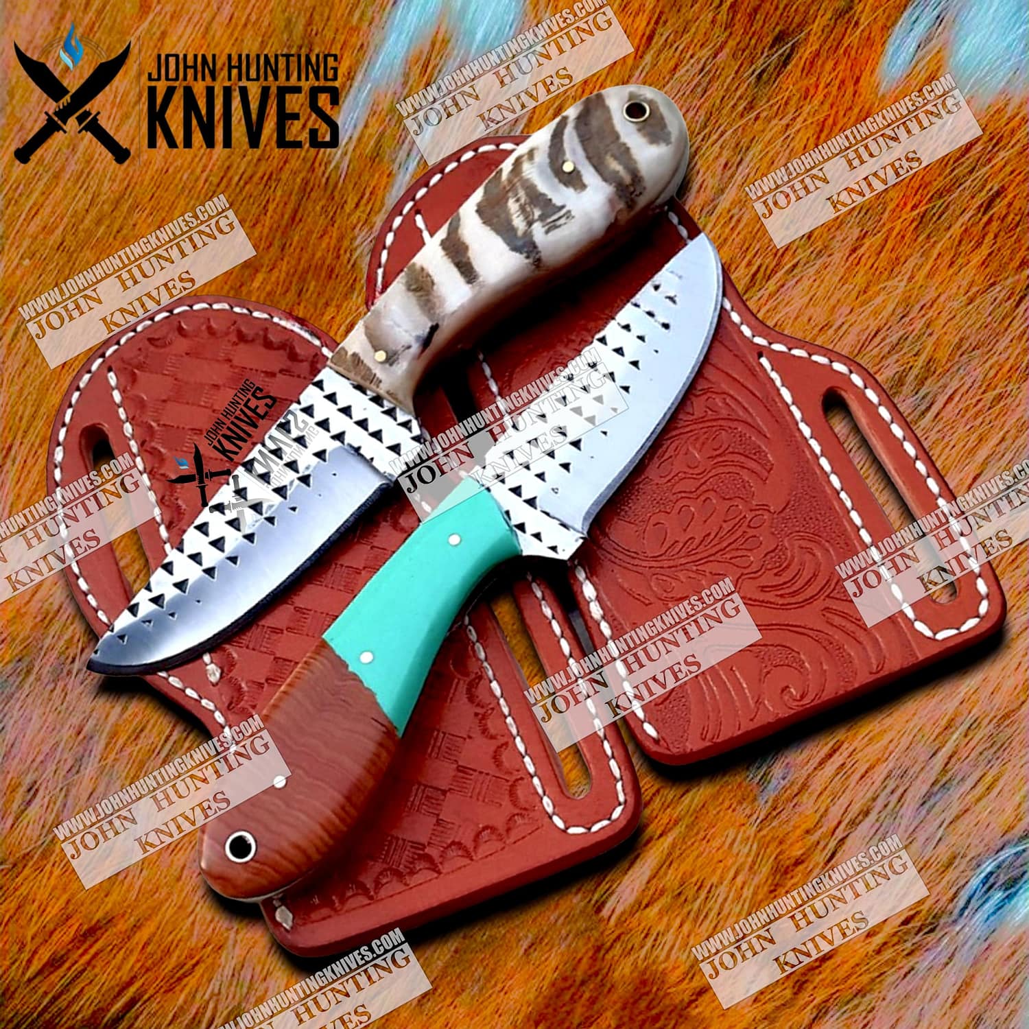 CUSTOM HANDMADE COWBOY KNIFE HANDLE COW HORN & RASP STEEL BLADE John