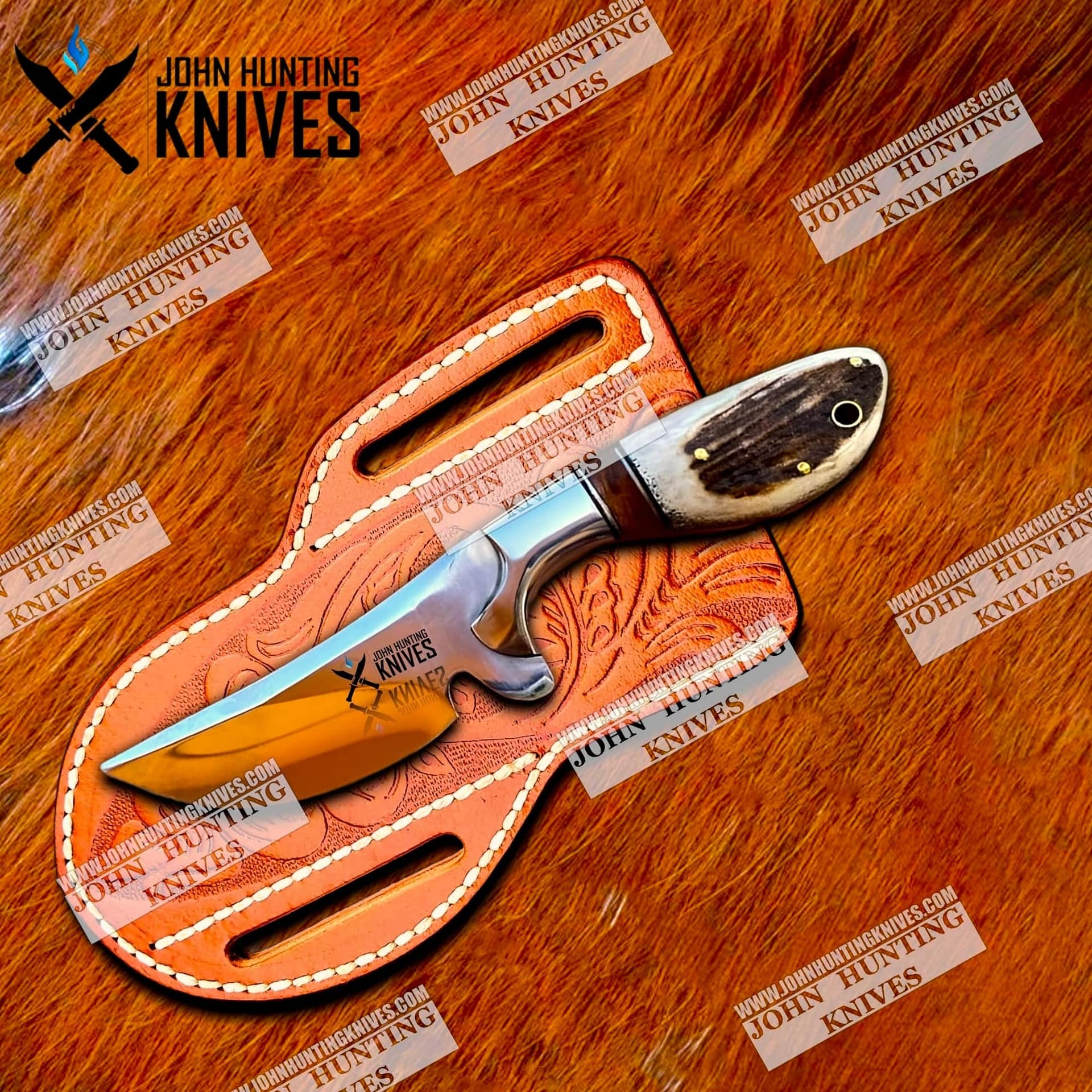 CUSTOM HANDMADE COWBOY KNIFE DEER HORN HANDLE & D2 STEEL BLADE John