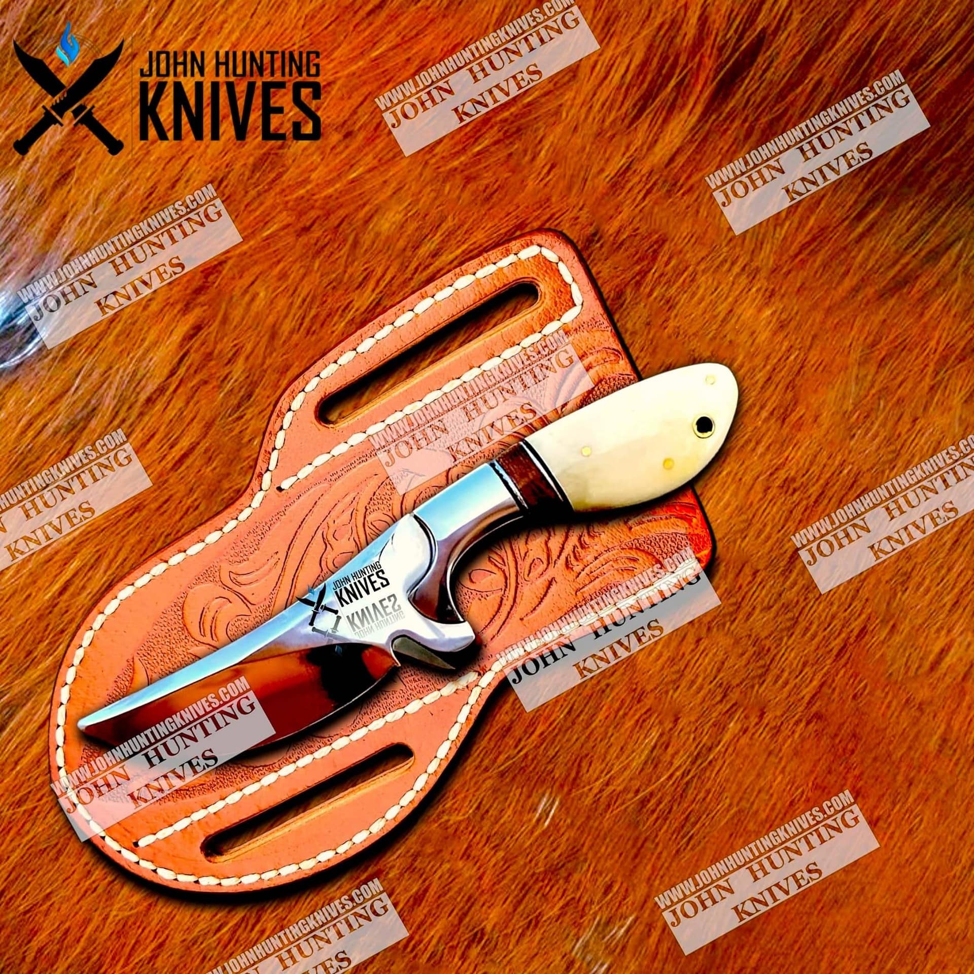 CUSTOM HANDMADE COWBOY KNIFE BONE HANDLE & D2 STEEL BLADE John