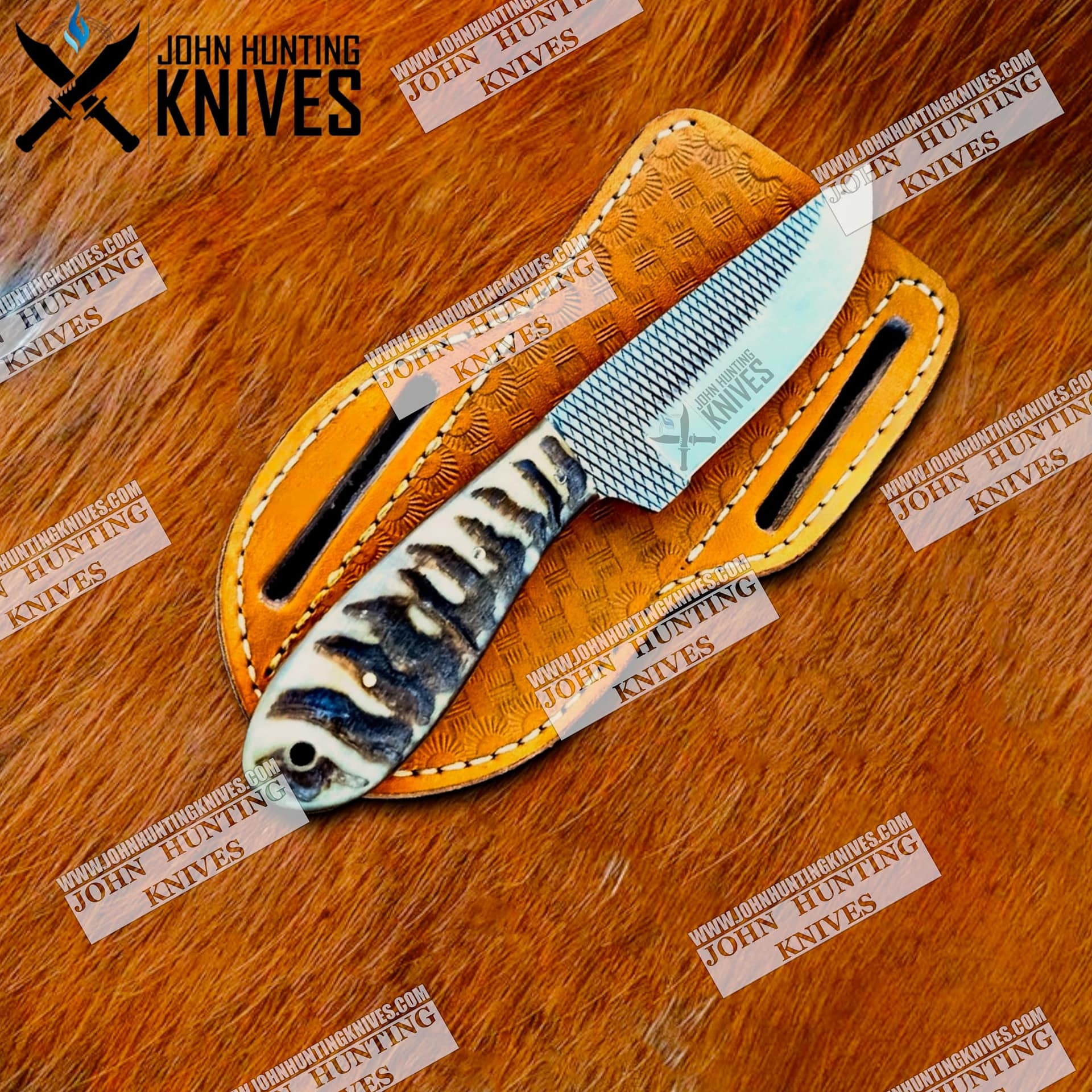 CUSTOM HANDMADE COWBOY KNIFE RAM HORN HANDLE & RASP STEEL BLADE John